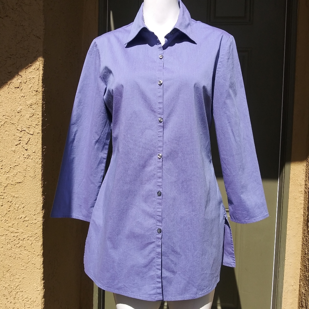 NY & CO Purple Button Down Blouse - Picture 7 of 7